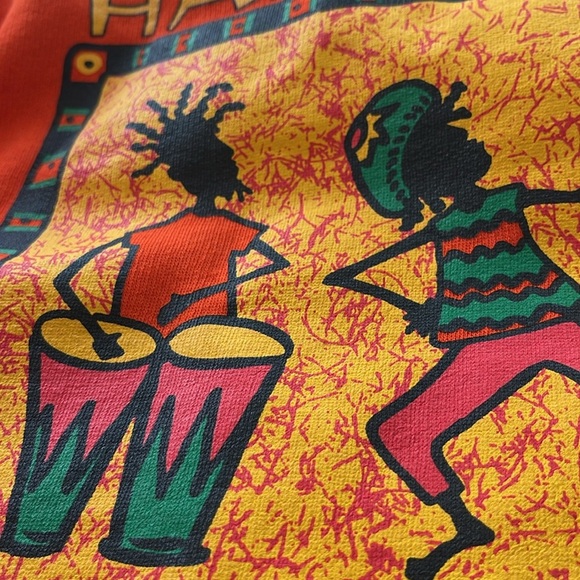 Harlem NY Rasta Red Orange Pullover Hoodie Sz M 90s Y2K Sweatshirt dancing sz M - Picture 11 of 14